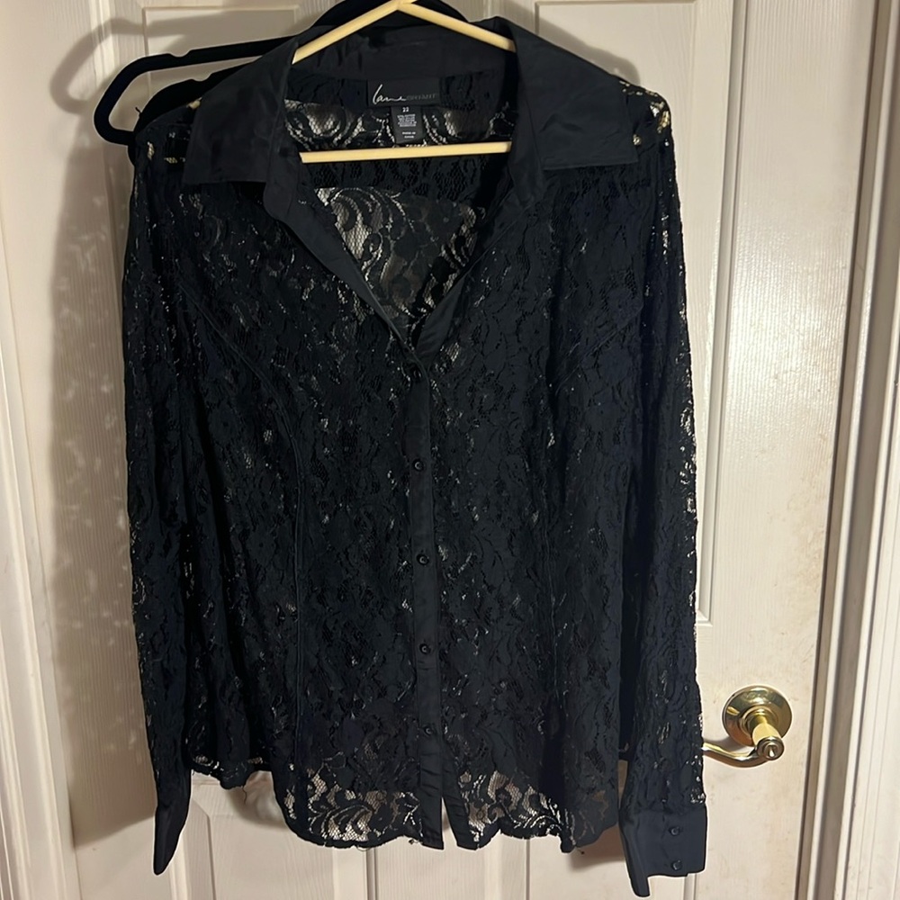 Lane Bryant full lace button down blouse. Size 22